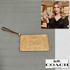 Coach Gold Star Glitter Small Zip Wristlet